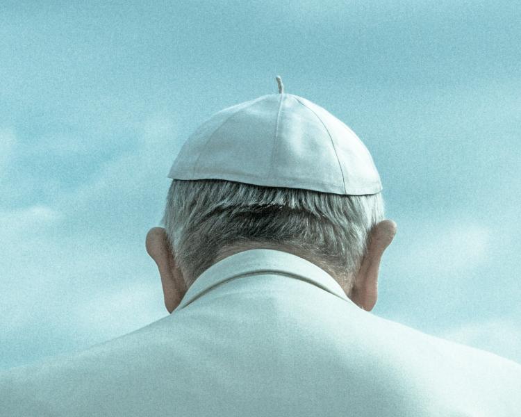 Pope Francis seen from behind